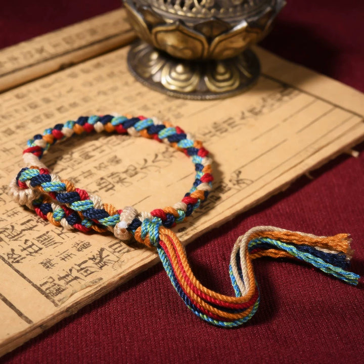 Auspicious Tibetan-Style Handwoven Red Cord Bracelet - Mixed Color 1
