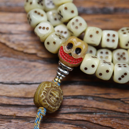 Yak bone dice bead close up