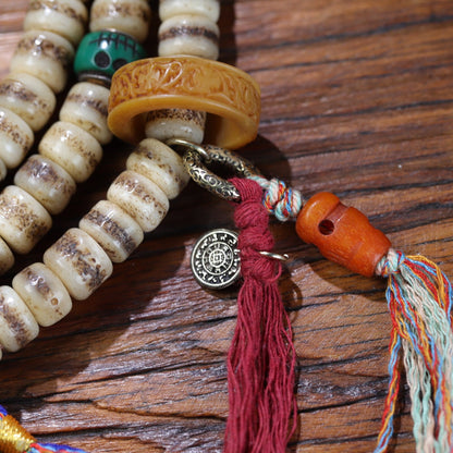 Tibetan yak bone 108 mala full view