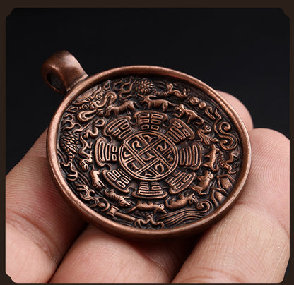 Nine Palaces Bagua copper pendant close up