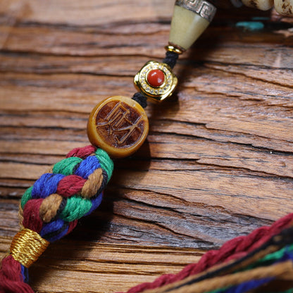 Yak leg bone mala close detail