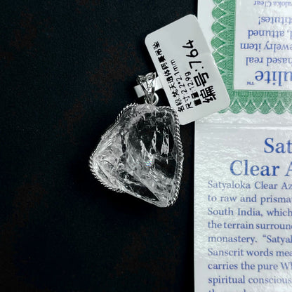 Azeztulite White Crystal Pendant Necklace with Certificate SKU image for No. 764 - 12.9g - Certificate