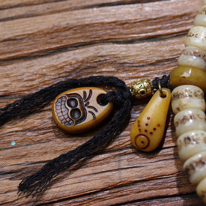 Collector grade yak leg bone mala full display
