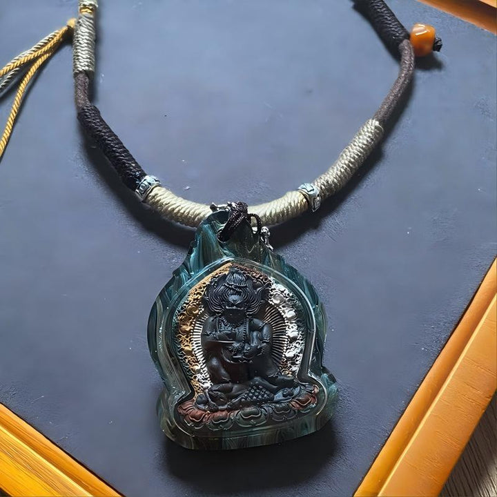 Hand-Painted Black Jambhala Tsa-Tsa Relief