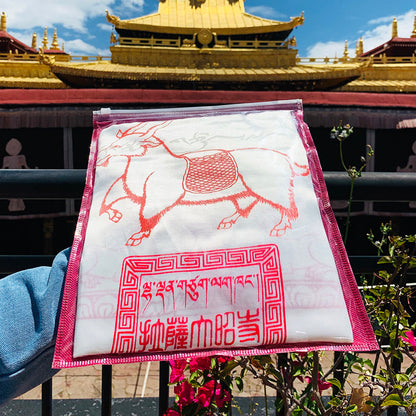 Tibetan inspired white silk khata main view