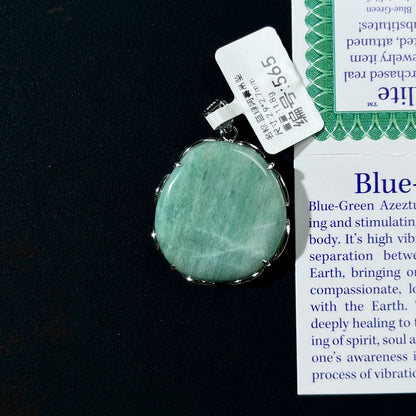 Azeztulite White Crystal Pendant Necklace with Certificate SKU image for No. 565 - Blue Green - 11.8g - Certificate
