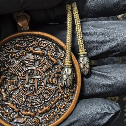 Purple copper Bagua pendant close up