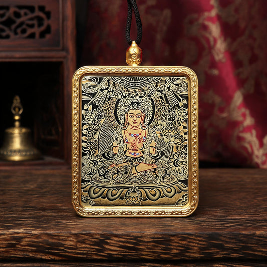 Mahasthamaprapta hand-painted Thangka pendant front hero view