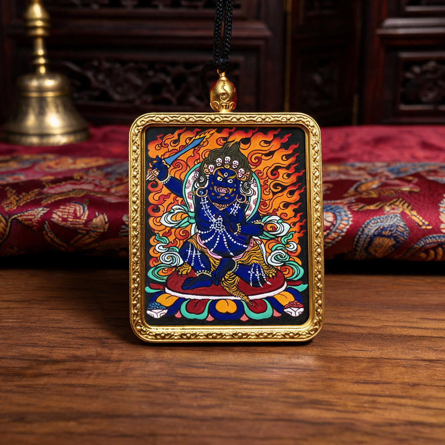 Acala hand-painted Thangka pendant front hero view
