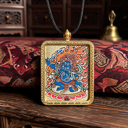 Acala hand-painted Thangka pendant front hero view