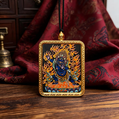 Vajrapani hand-painted Thangka pendant front hero view