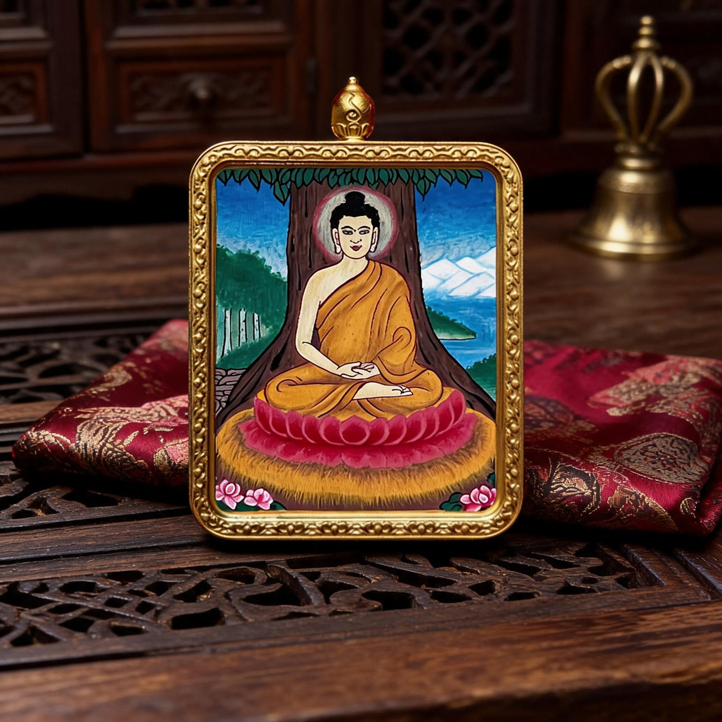 Shakyamuni Buddha hand-painted Thangka pendant hand-painted macro detail