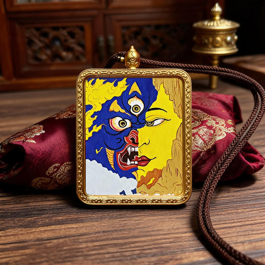Within a Single Thought Sacred Motif hand-painted Thangka pendant front hero view