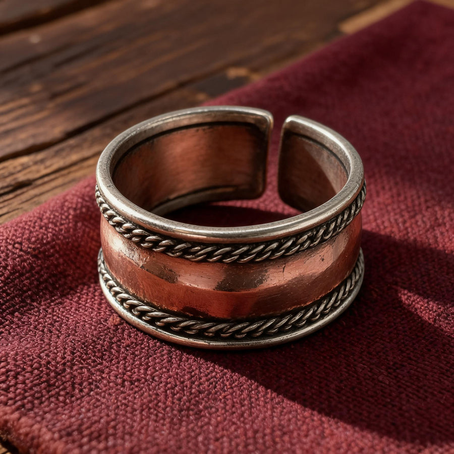 Braided Edge Three-Metal Open Ring front hero view