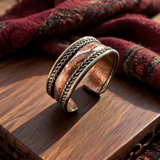 Braided Edge Three-Metal Open Ring three-quarter view