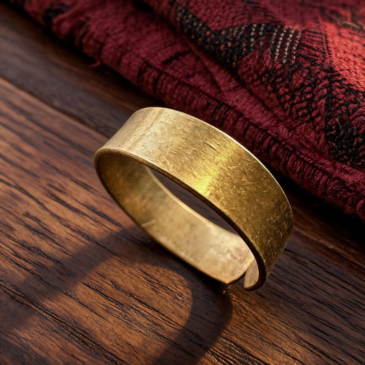 Brushed Brass Minimal Open Ring three-quarter view