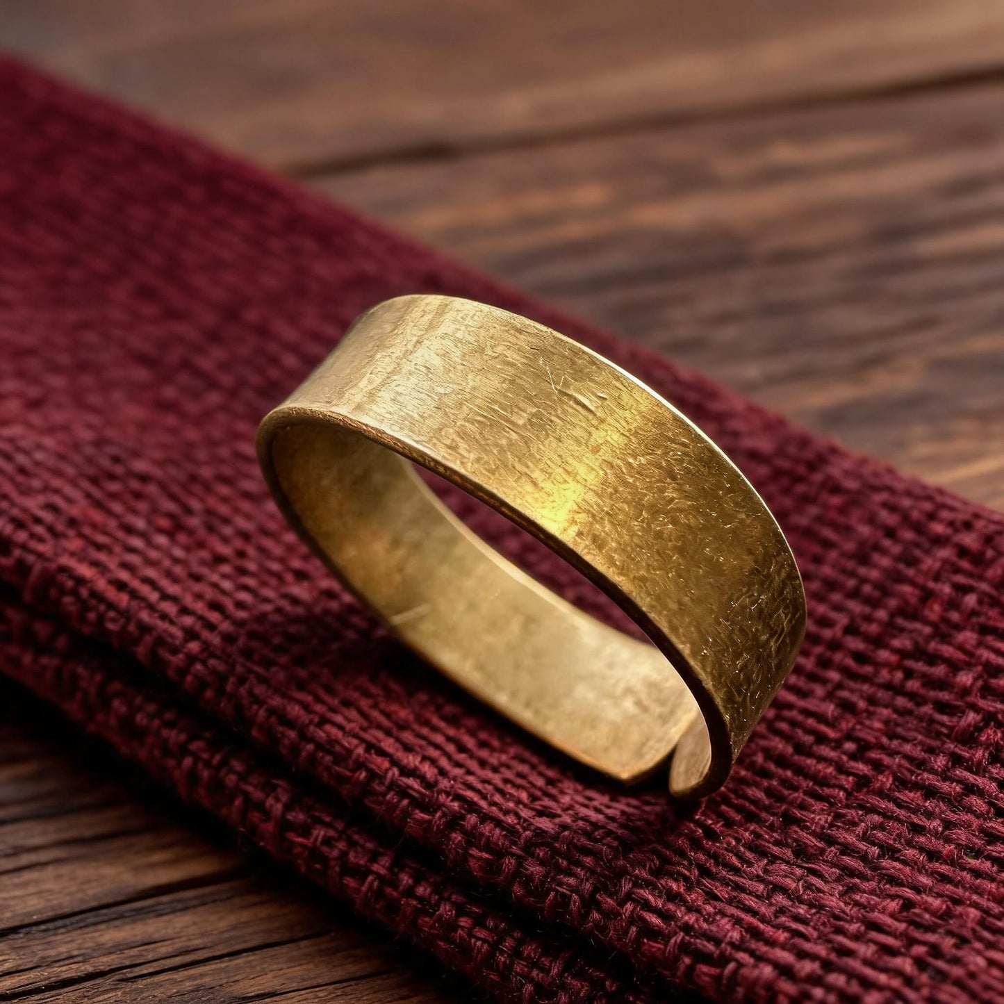 Brushed Brass Minimal Open Ring craftsmanship detail