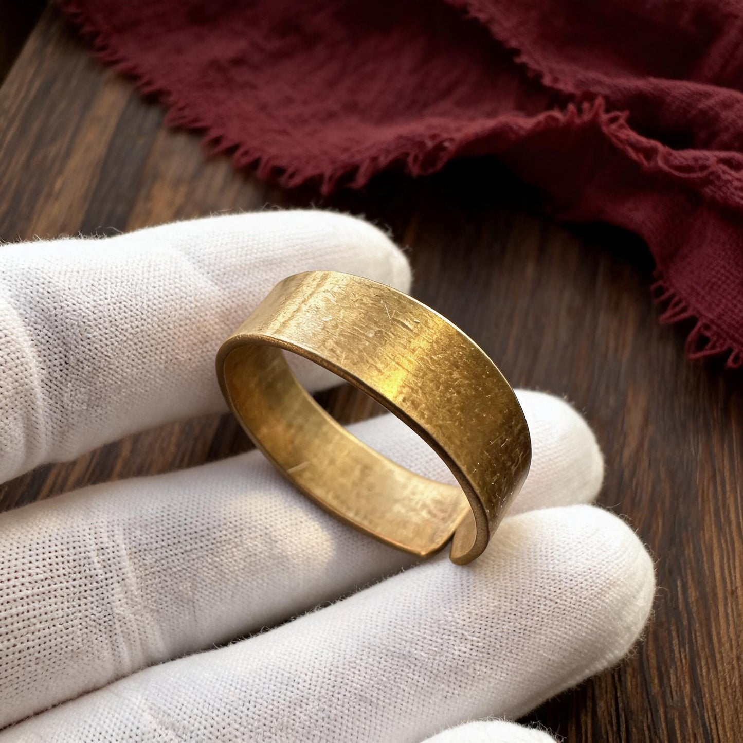 Brushed Brass Minimal Open Ring white-glove inspection