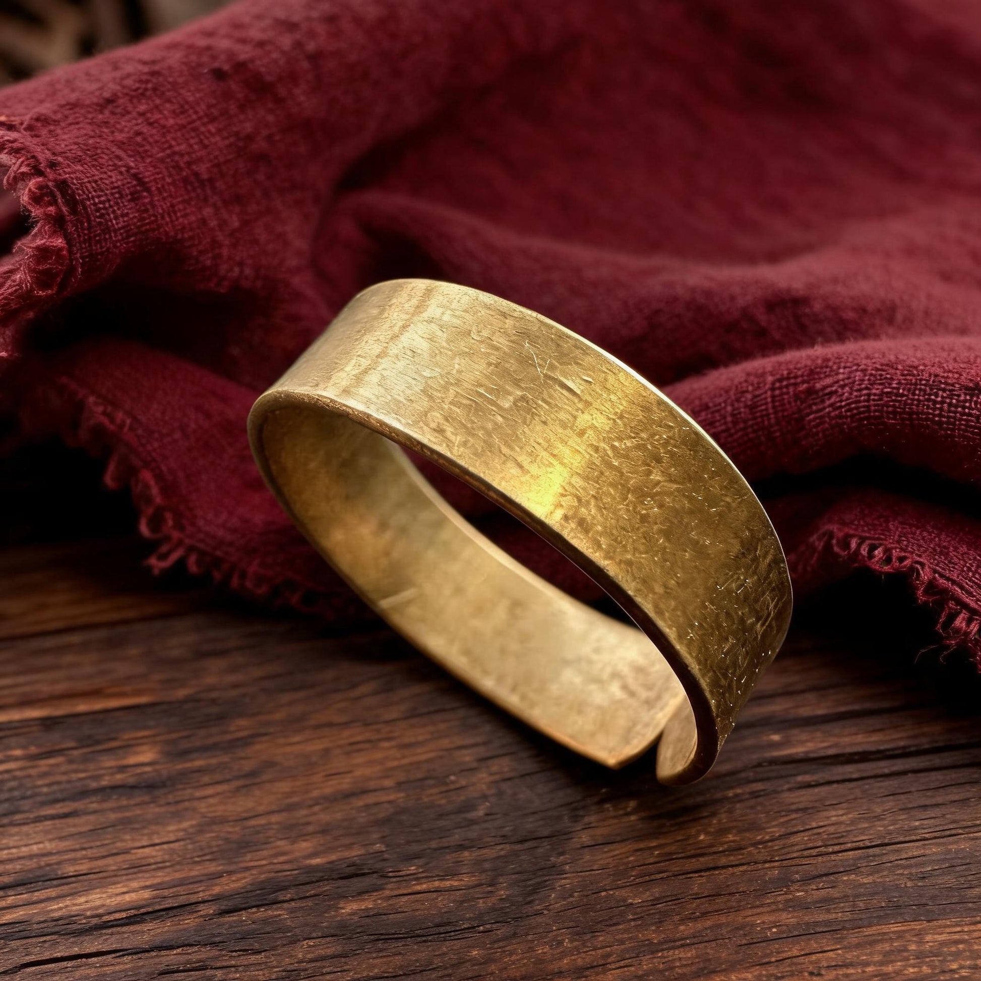 Brushed Brass Minimal Open Ring proportional wearing view