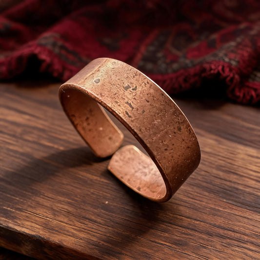 Hammered Copper Minimal Open Ring three-quarter view