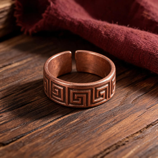 Geometric Mantra Copper Open Ring front hero view