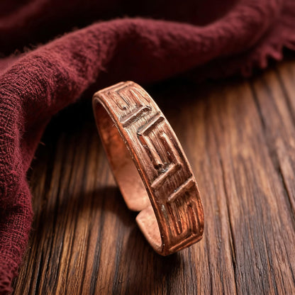 Geometric Mantra Copper Open Ring craftsmanship detail