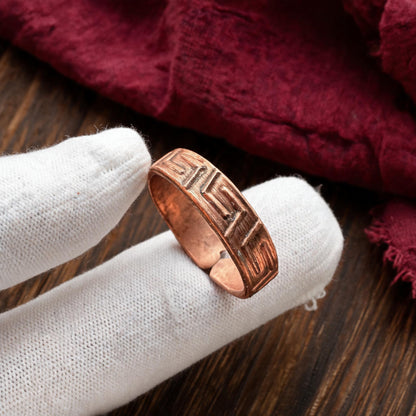Geometric Mantra Copper Open Ring white-glove inspection