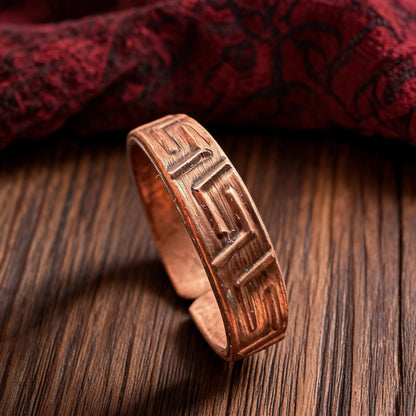 Geometric Mantra Copper Open Ring proportional wearing view