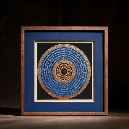 Avalokiteshvara Six-Syllable Mantra Mandala Hand-Painted Thangka front hero view