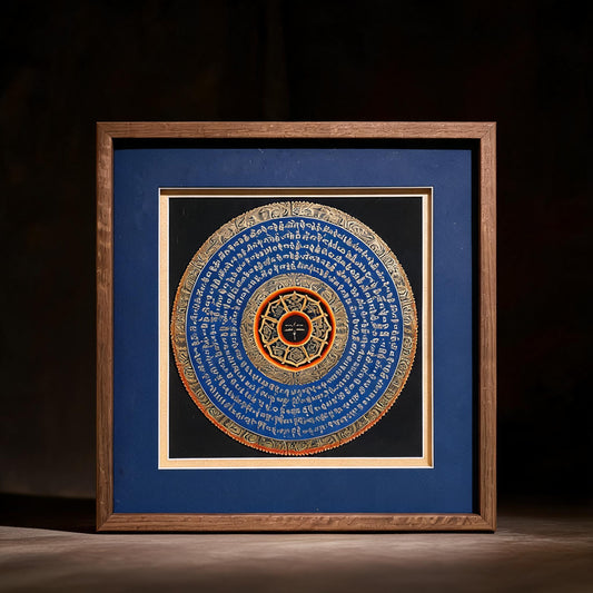 Avalokiteshvara Six-Syllable Mantra Mandala Hand-Painted Thangka front hero view