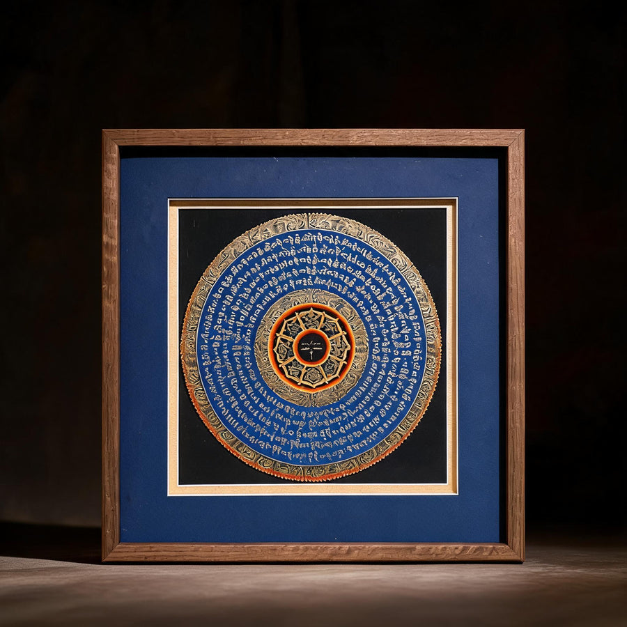 Avalokiteshvara Six-Syllable Mantra Mandala Hand-Painted Thangka front hero view