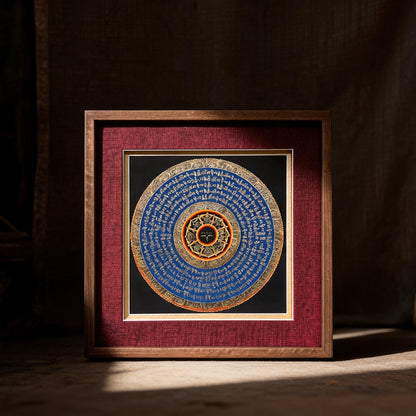 Avalokiteshvara Six-Syllable Mantra Mandala Hand-Painted Thangka craftsmanship detail
