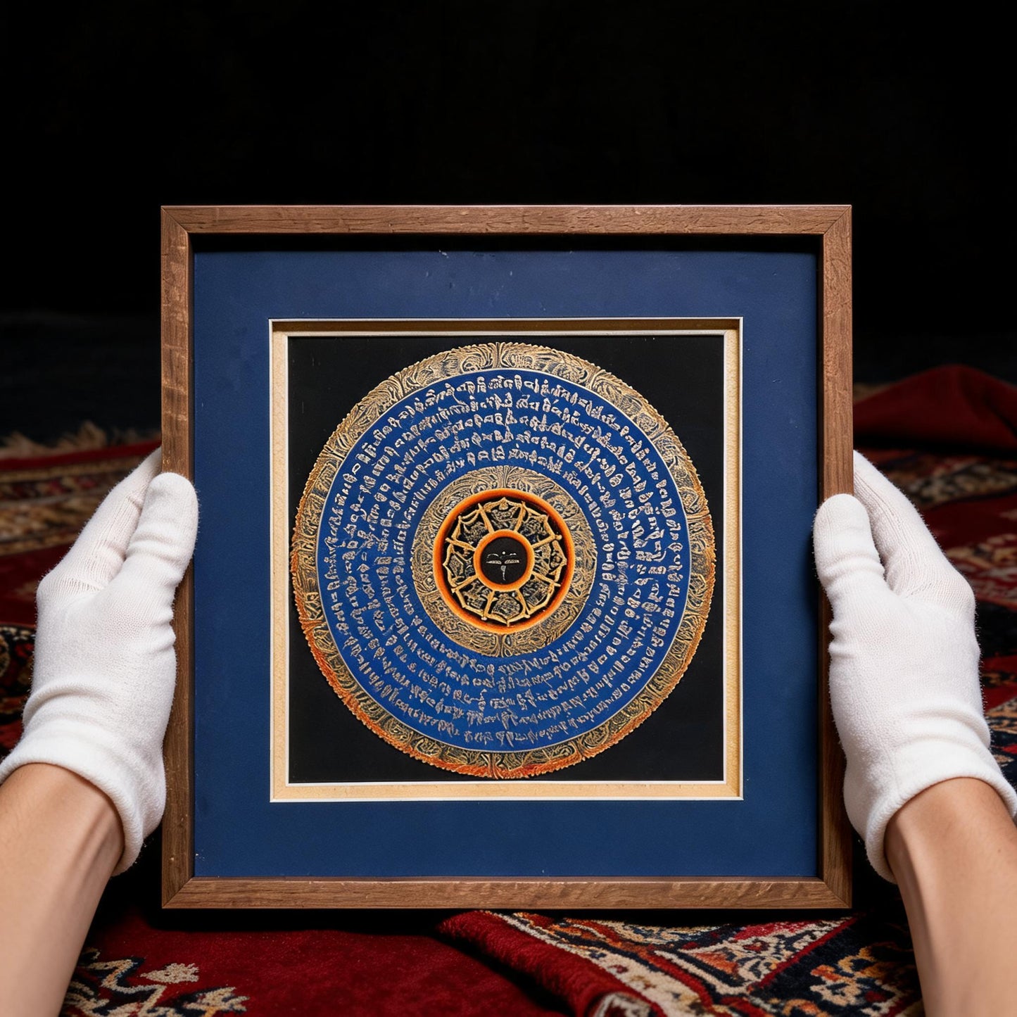 Avalokiteshvara Six-Syllable Mantra Mandala Hand-Painted Thangka white-glove inspection
