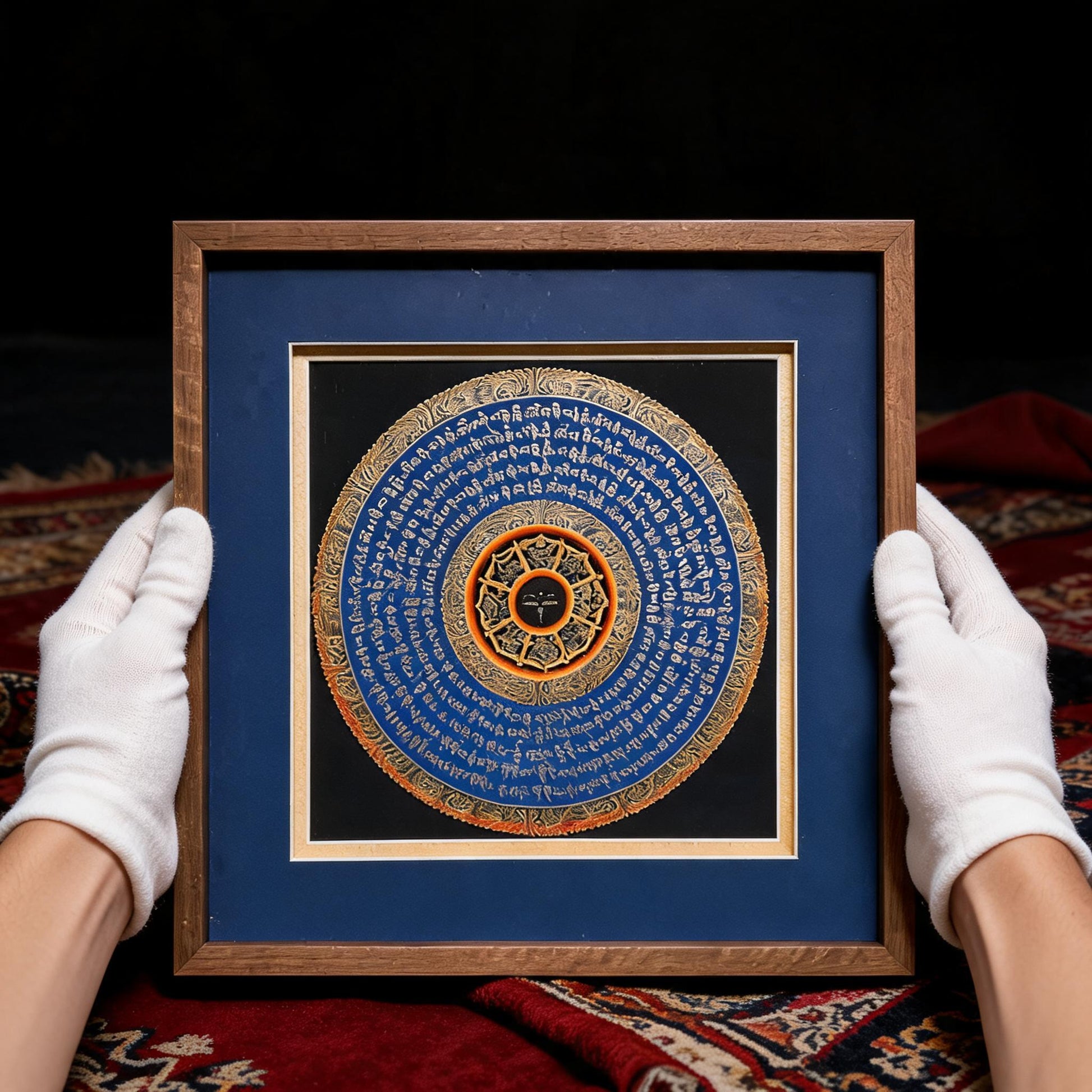 Avalokiteshvara Six-Syllable Mantra Mandala Hand-Painted Thangka white-glove inspection