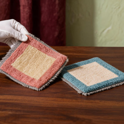 Handwoven Tibetan Wool Fringed Tea Mat Pair white-glove inspection