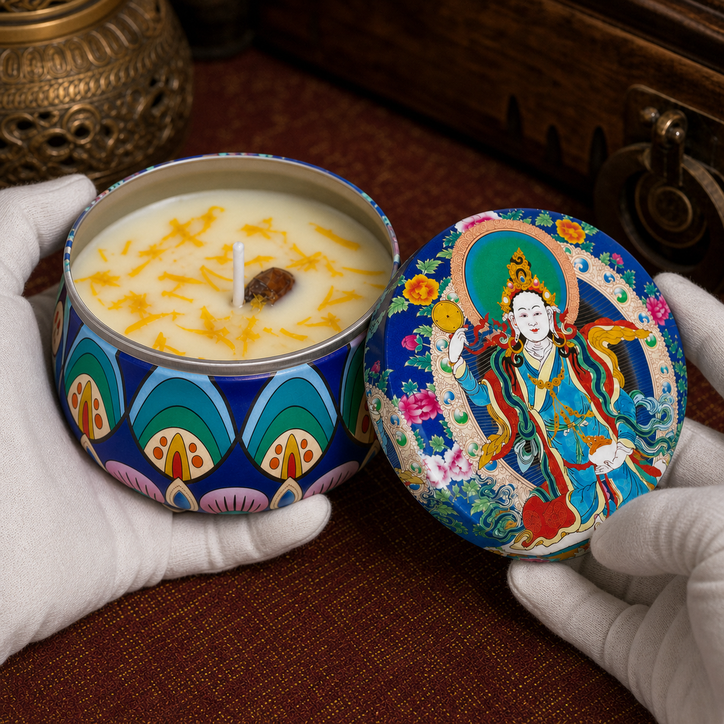 Dakini Sandalwood Thangka Candle white-glove inspection