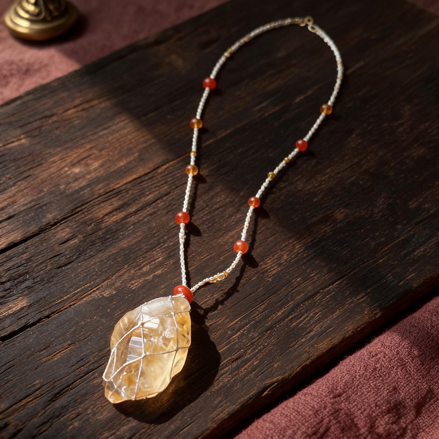 Kailash Raw Citrine Crystal Necklace front hero view