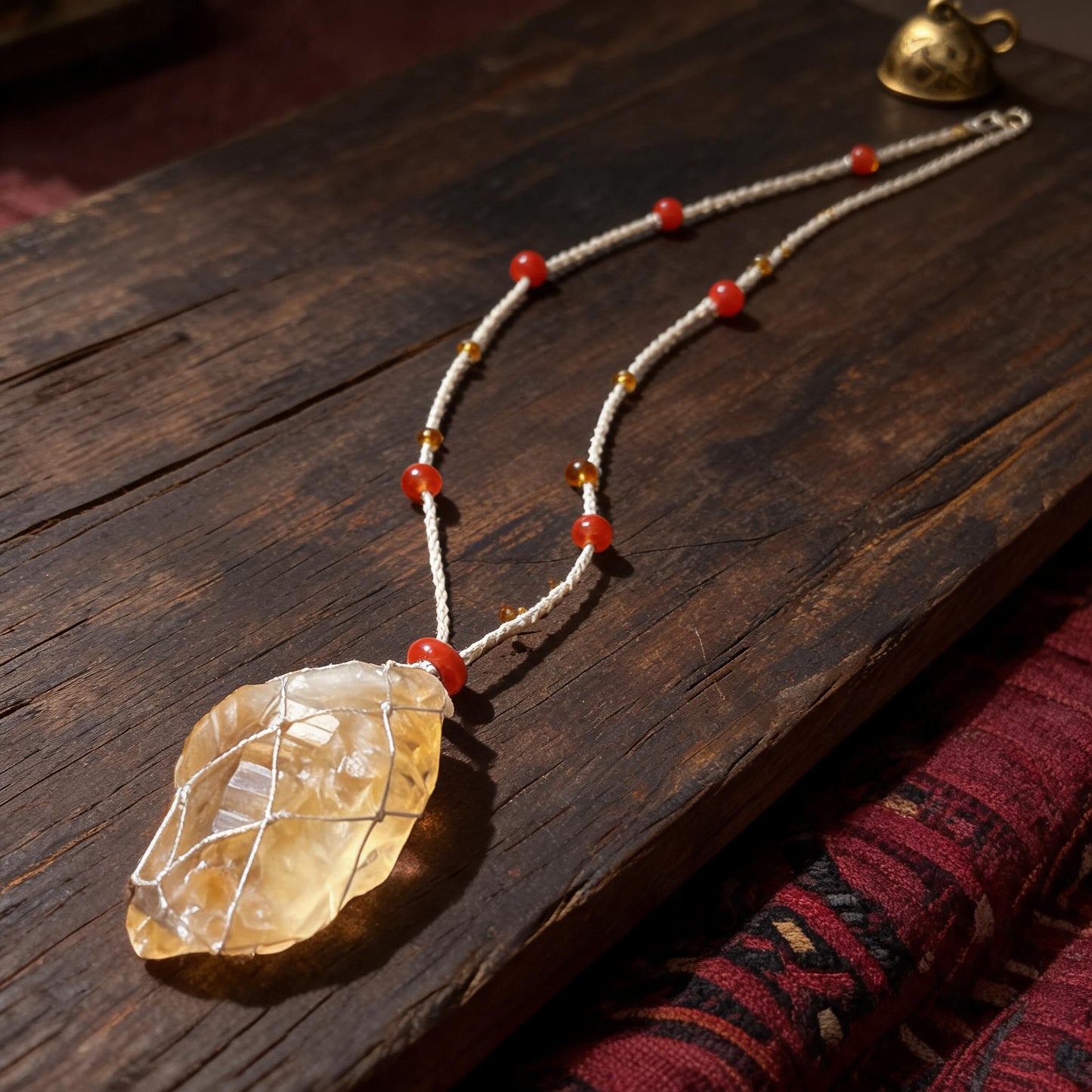 Kailash Raw Citrine Crystal Necklace three-quarter view