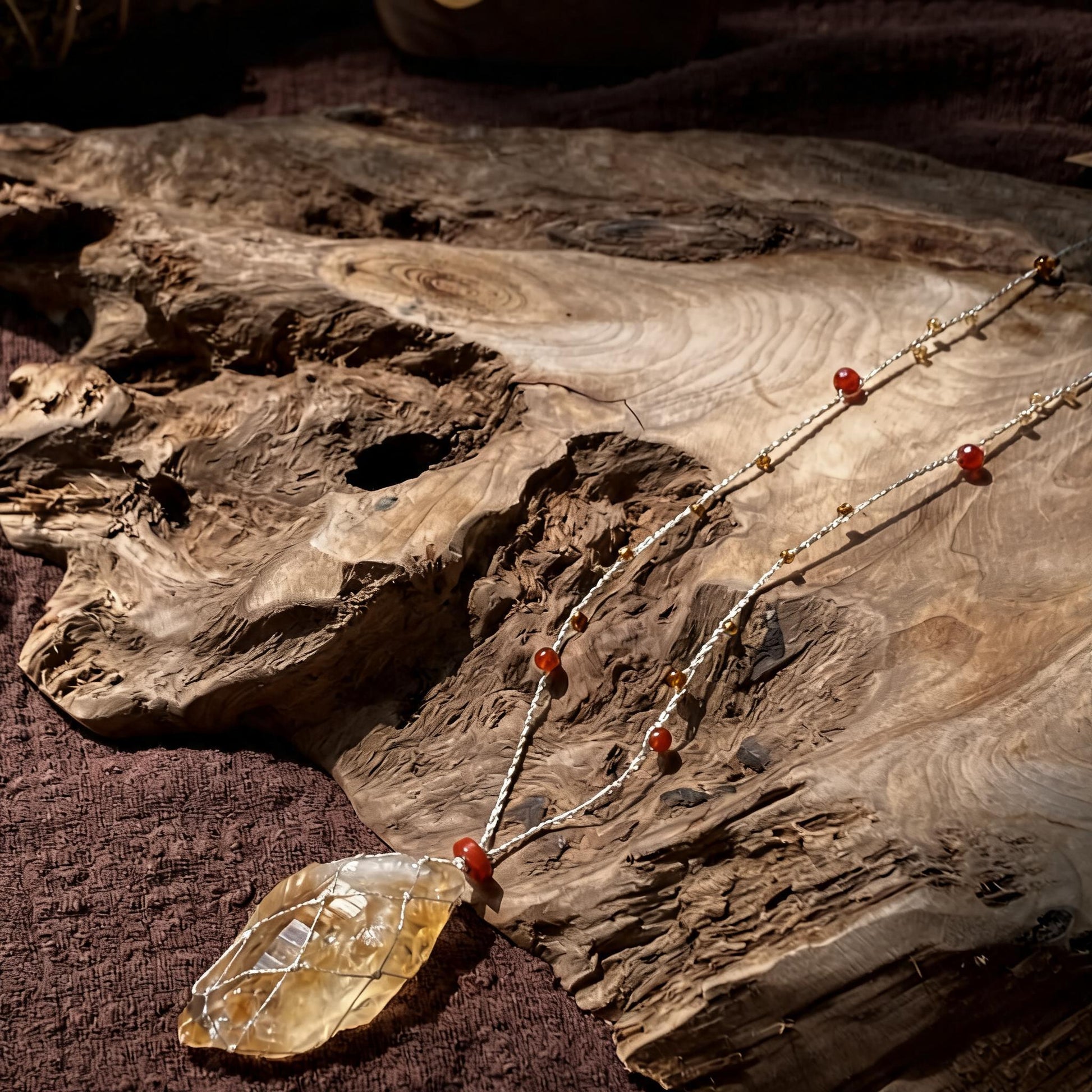 Kailash Raw Citrine Crystal Necklace natural crystal detail