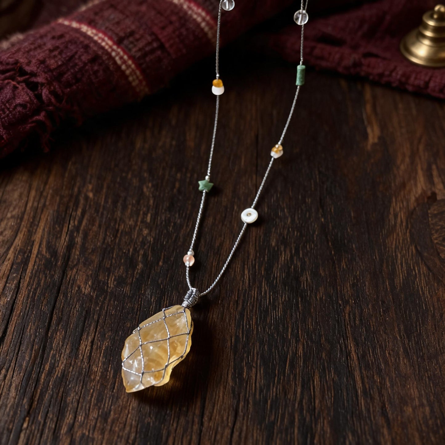 Kailash Raw Citrine Talisman Necklace No. 01 natural crystal detail