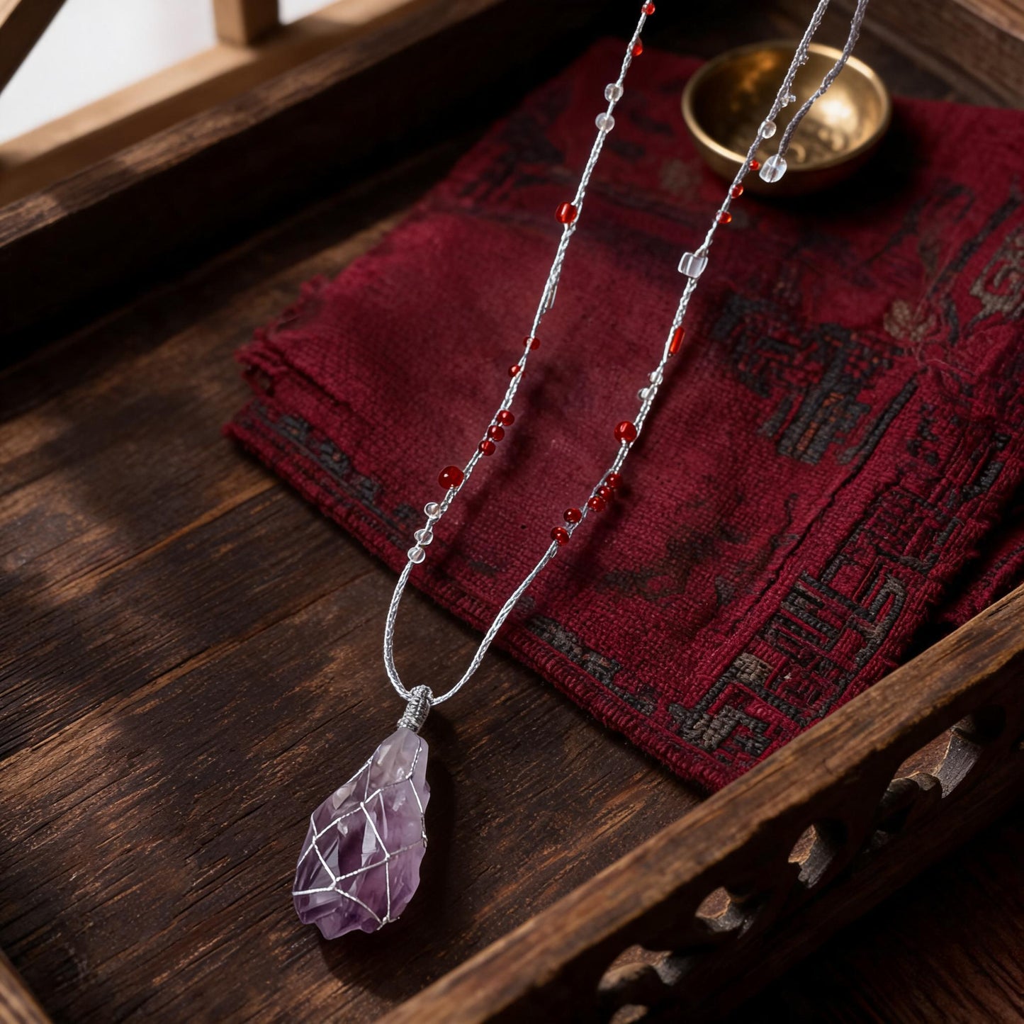 Kailash Raw Amethyst Talisman Necklace No. 01 front hero view