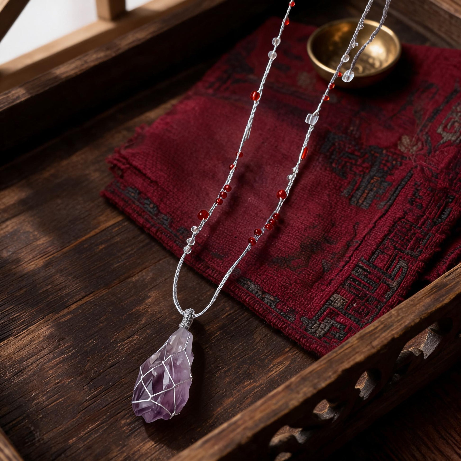 Kailash Raw Amethyst Talisman Necklace No. 01 front hero view