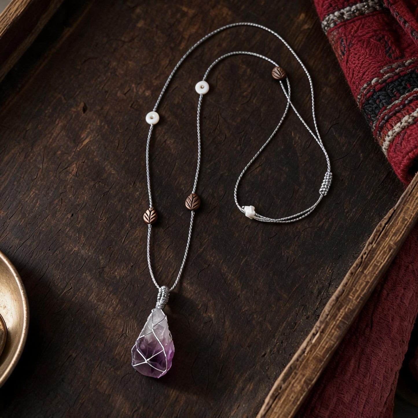Kailash Raw Amethyst Talisman Necklace No. 03 front hero view