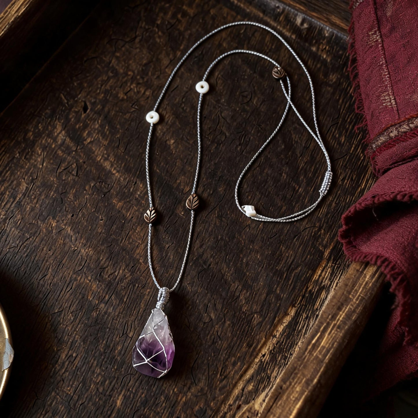 Kailash Raw Amethyst Talisman Necklace No. 03 natural crystal detail