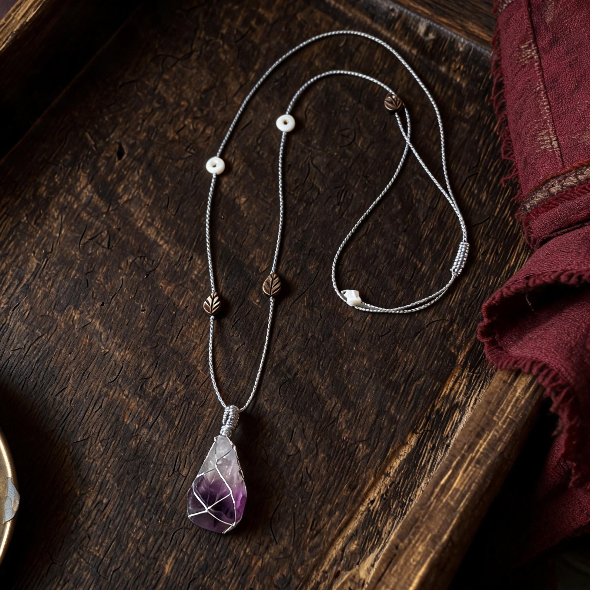 Kailash Raw Amethyst Talisman Necklace No. 03 natural crystal detail
