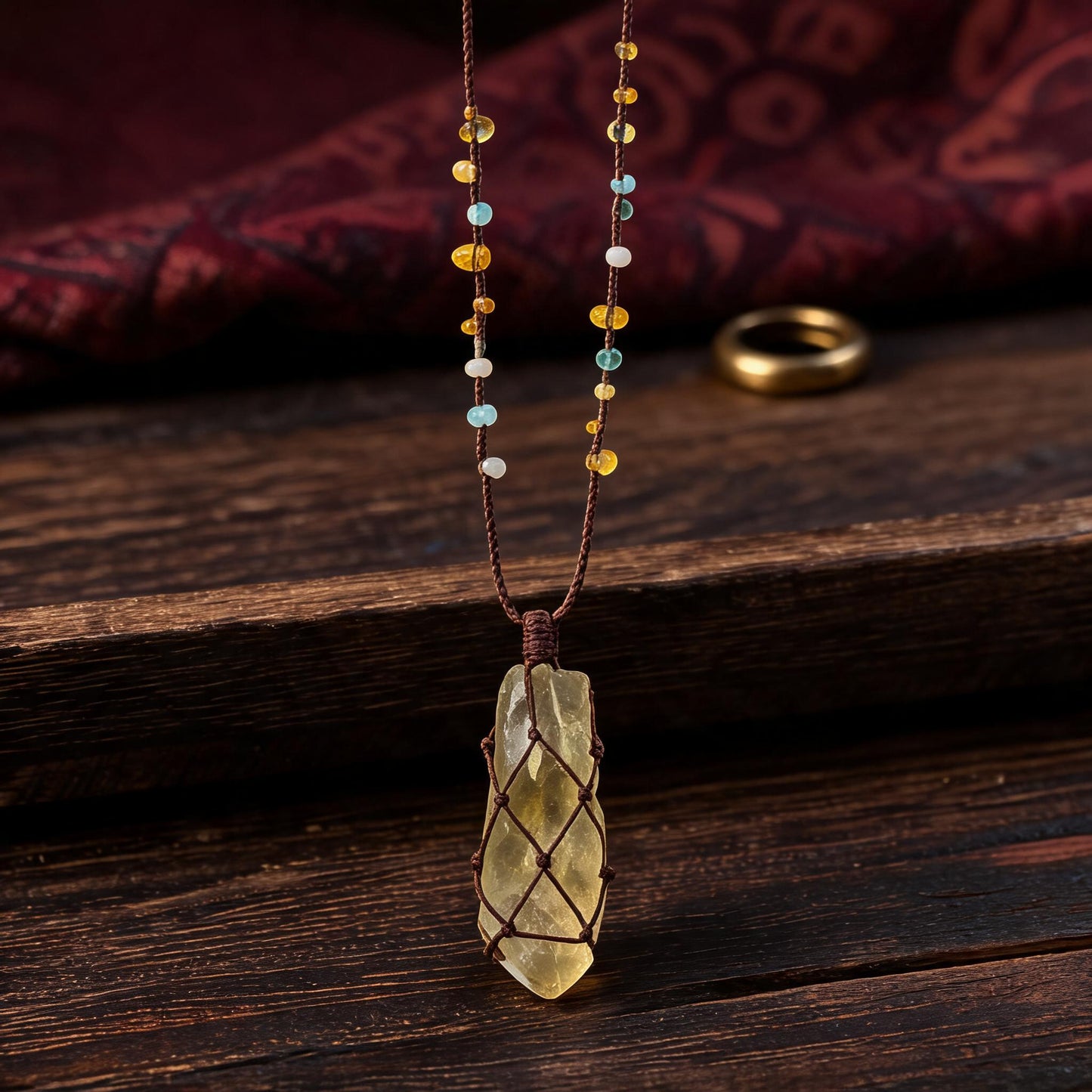 Kailash Raw Citrine Talisman Necklace No. 06 front hero view