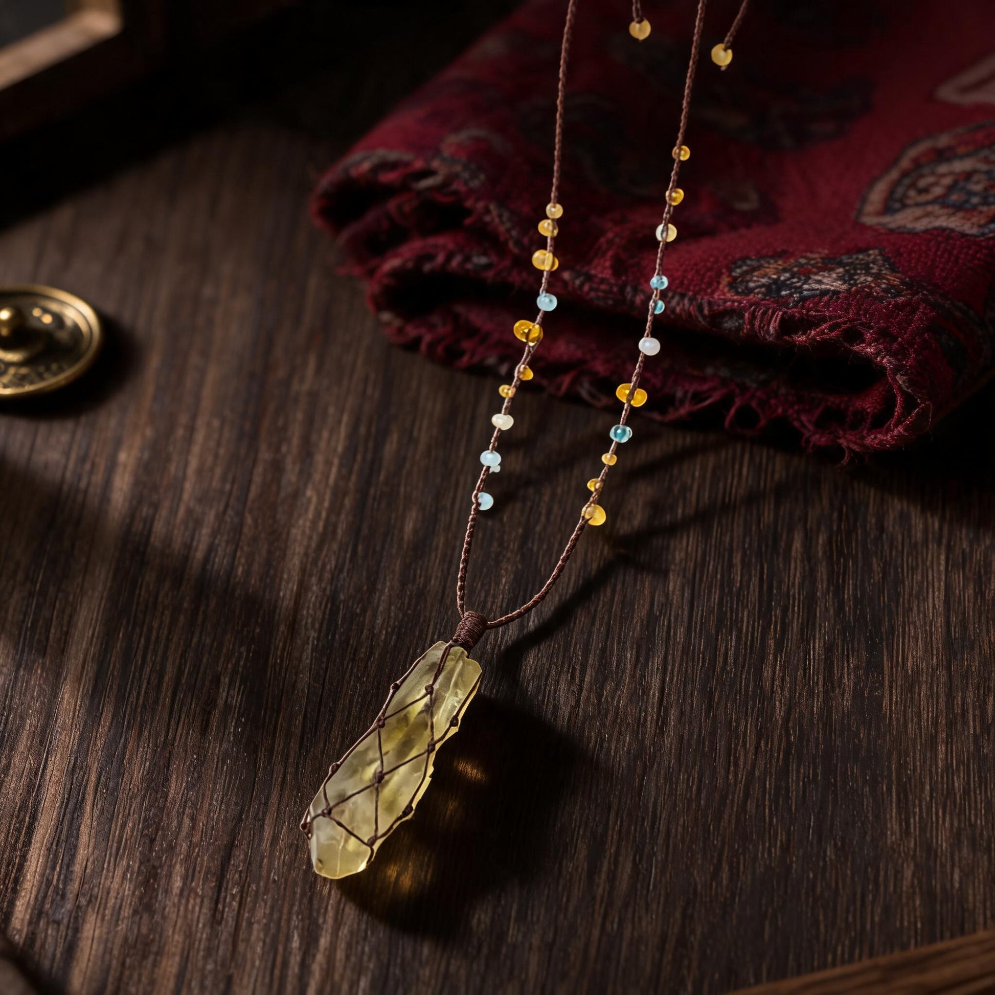 Kailash Raw Citrine Talisman Necklace No. 06 three-quarter view
