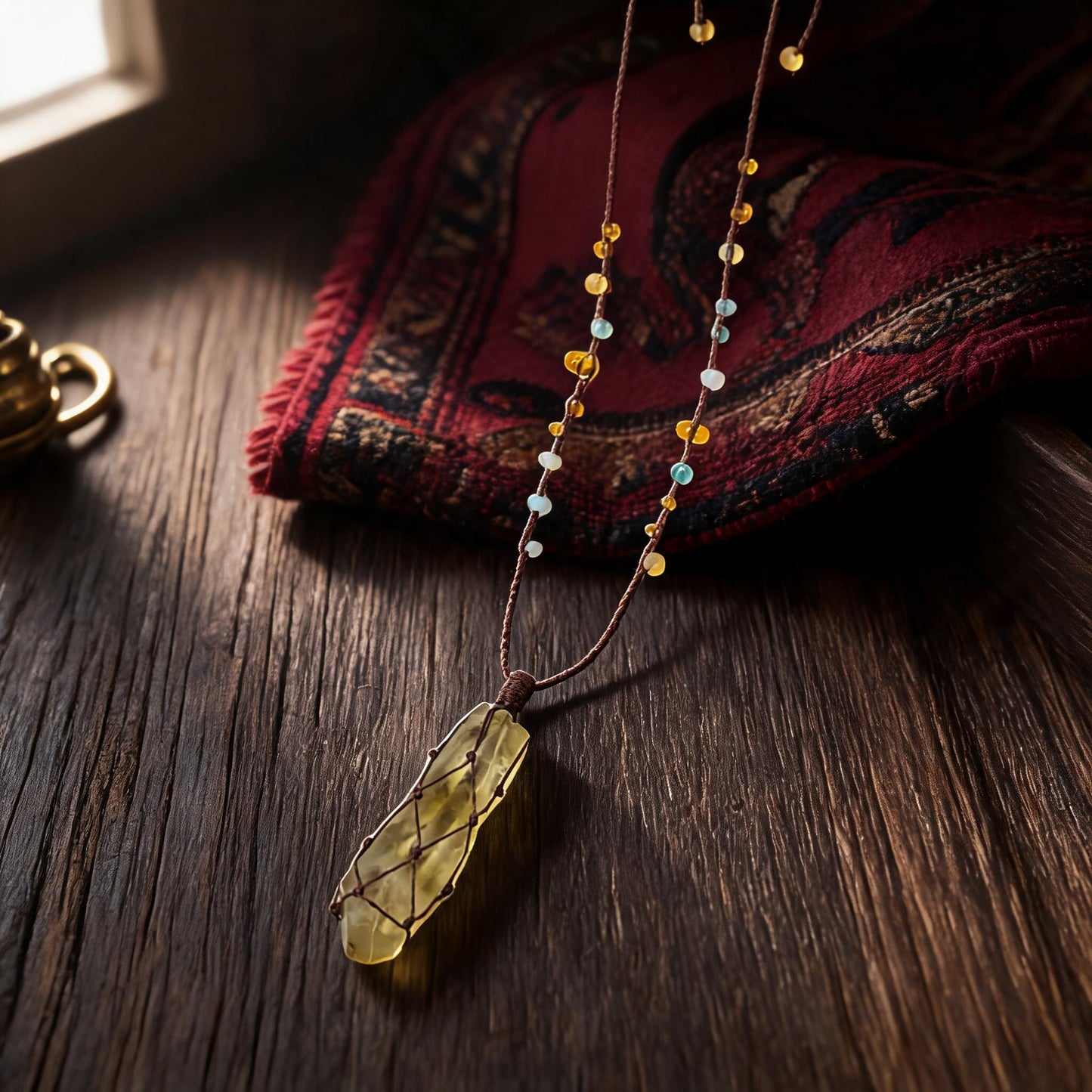 Kailash Raw Citrine Talisman Necklace No. 06 natural crystal detail