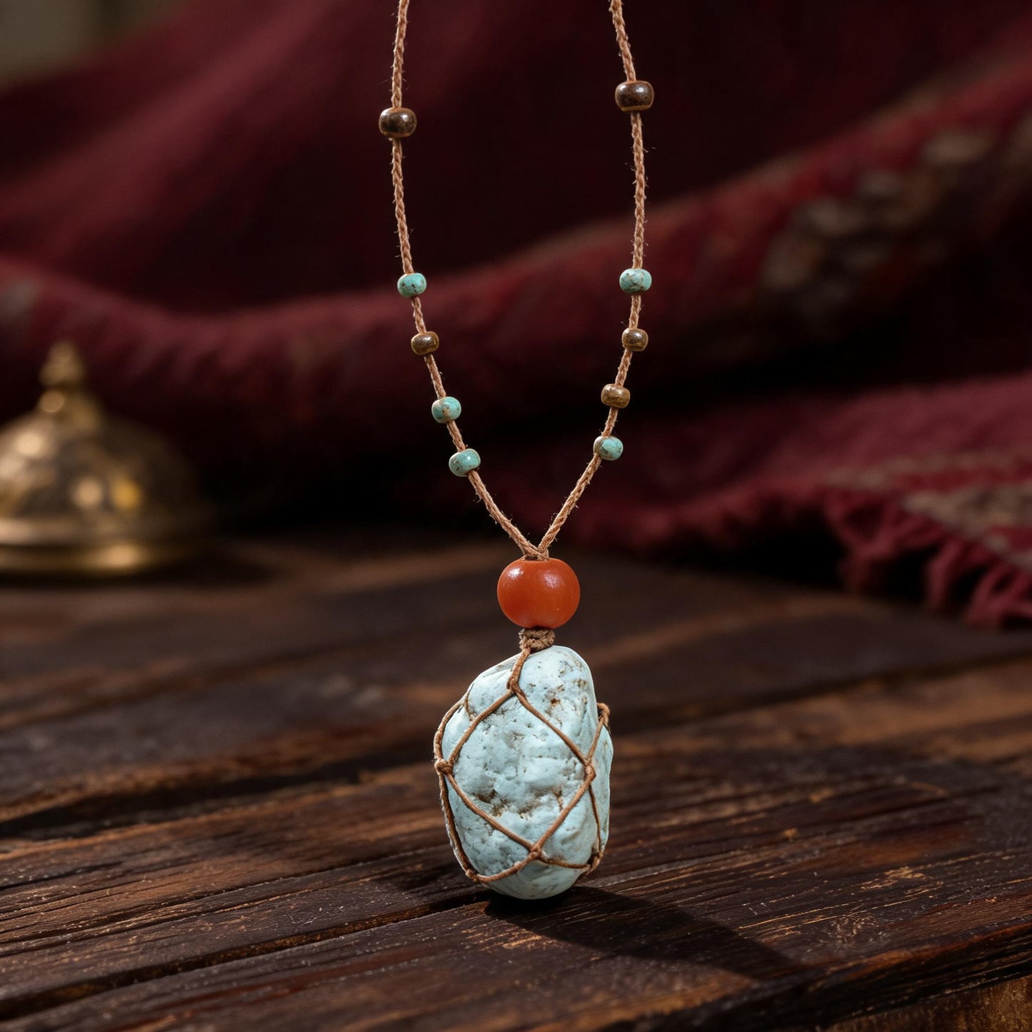 Kailash Raw Turquoise Talisman Necklace front hero view