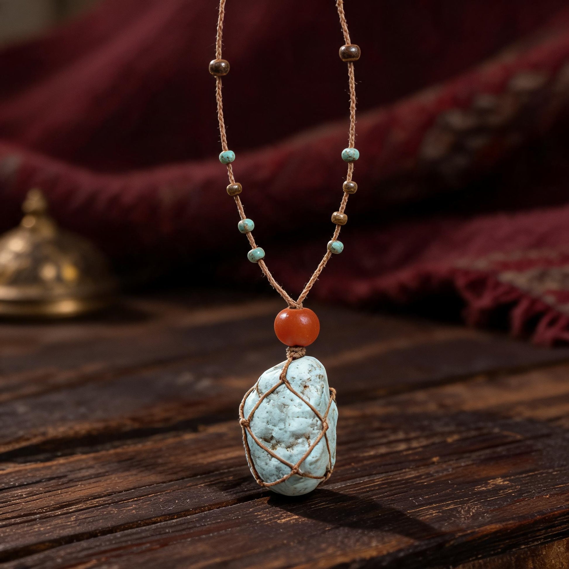 Kailash Raw Turquoise Talisman Necklace front hero view